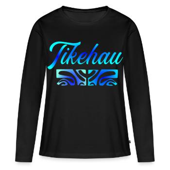 TIKEHAU (bleu lagon) - T-shirt manches longues Premium bio Femme - noir - Devant - Julia (174cm)
