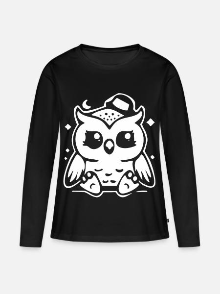 Cute Owl Figurine with Hat - Women's Premium Organic Long Sleeve Shirt - black