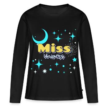 Miss univers humour funny ambiance - T-shirt manches longues Premium bio Femme - noir - Devant - Julia (174cm)