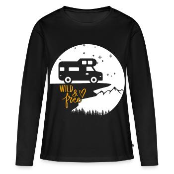 Vanlife & Camper Lifestyle Design - Women's Premium Organic Long Sleeve Shirt - black - Front - Julia (174cm)