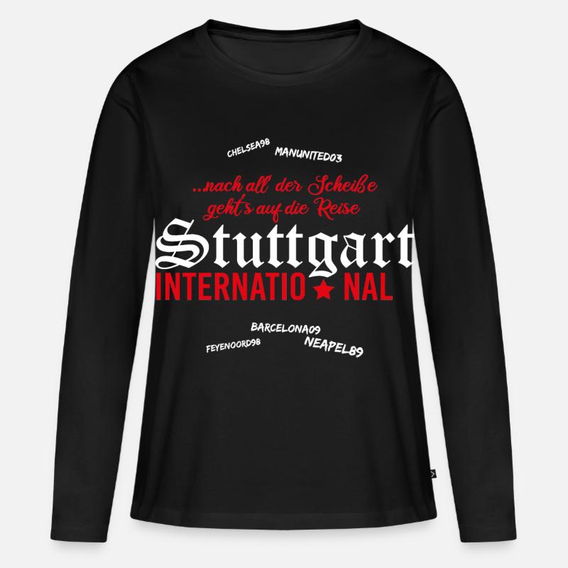 Fußball Stuttgart International - Frauen Premium Bio Langarmshirt - Schwarz