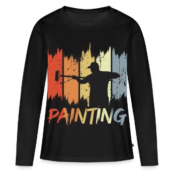 Retro Maler - Frauen Premium Bio Langarmshirt - Schwarz - Vorne - Julia (174cm)
