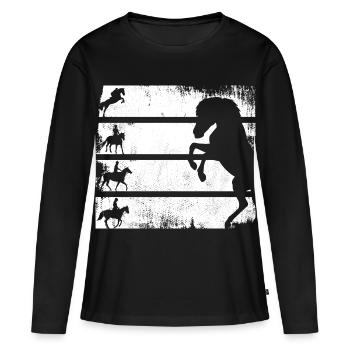 Équitation - T-shirt manches longues Premium bio Femme - noir - Devant - Julia (174cm)