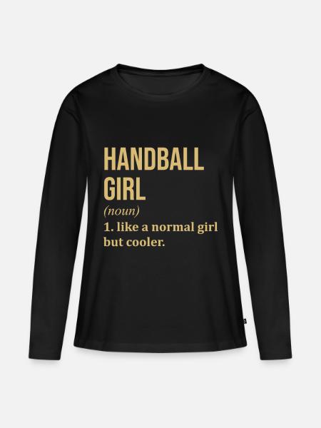 Handball Handball Handball - Frauen Premium Bio Langarmshirt - Schwarz