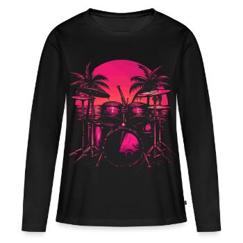 Trapset Style rétro - T-shirt manches longues Premium bio Femme - noir - Devant - Julia (174cm)