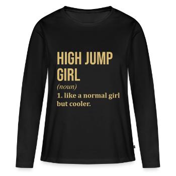 Saut en hauteur Saut en hauteur Saut en hauteur - T-shirt manches longues Premium bio Femme - noir - Devant - Julia (174cm)