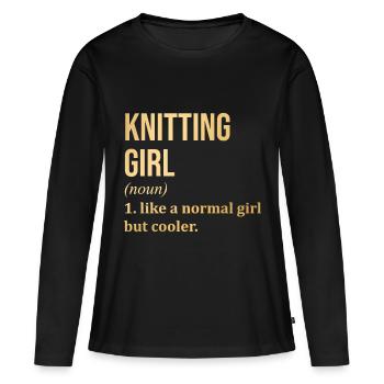 Stricken Stricken Stricken - Frauen Premium Bio Langarmshirt - Schwarz - Vorne - Julia (174cm)