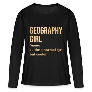 Géographie Géographie Géographie - T-shirt manches longues Premium bio Femme - noir - Devant - Julia (174cm)