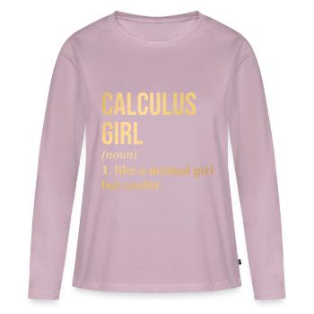calcul - T-shirt manches longues Premium bio Femme - rose poudré - Devant - Julia (174cm)