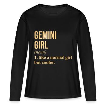 Zwillinge Zwillinge Zwillinge - Frauen Premium Bio Langarmshirt - Schwarz - Vorne - Julia (174cm)