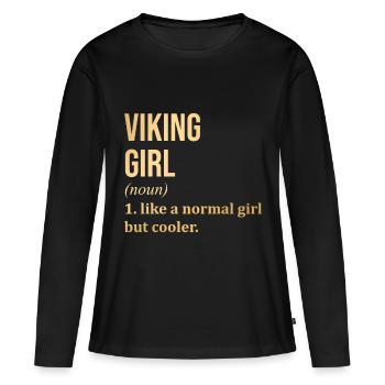 Wikinger, Wikinger, Wikinger, Wikinger - Frauen Premium Bio Langarmshirt - Schwarz - Vorne - Julia (174cm)