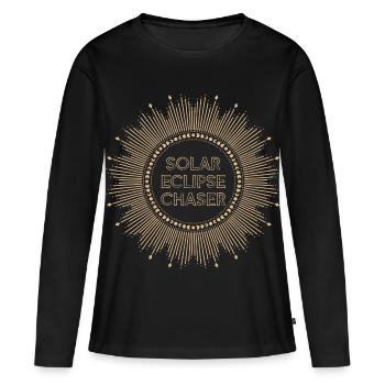 Chasseur d’éclipses solaires - T-shirt manches longues Premium bio Femme - noir - Devant - Julia (174cm)