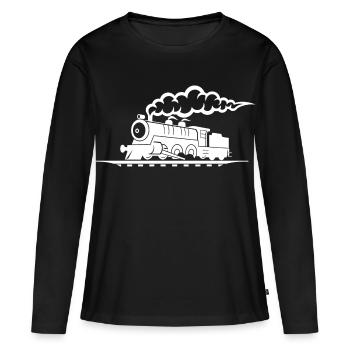 Dessin de chemin de fer - T-shirt manches longues Premium bio Femme - noir - Devant - Julia (174cm)