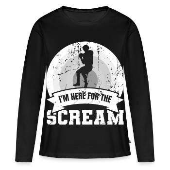 Je suis là pour le cri - T-shirt manches longues Premium bio Femme - noir - Devant - Julia (174cm)