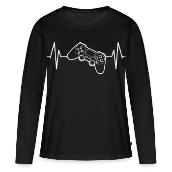 Heartbeat Gamepad ECG - Women's Premium Organic Long Sleeve Shirt - black - Front - Julia (174cm)