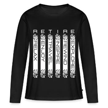 Explication du sens du mot « retraite » - T-shirt manches longues Premium bio Femme - noir - Devant - Julia (174cm)