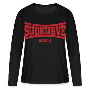 Südkurve St Pauli | Farbe änderbar - Frauen Premium Bio Langarmshirt - Schwarz - Vorne - Julia (174cm)