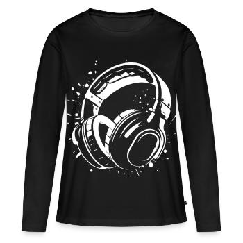 Dj Kopfhörer Skizze - Frauen Premium Bio Langarmshirt - Schwarz - Vorne - Julia (174cm)