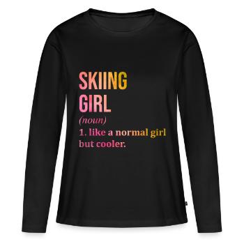 Ski Ski Ski - Frauen Premium Bio Langarmshirt - Schwarz - Vorne - Julia (174cm)