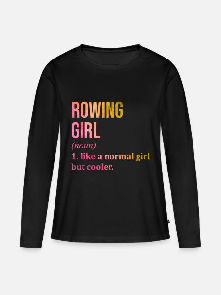 Rudern, Rudern, Rudern - Frauen Premium Bio Langarmshirt - Schwarz
