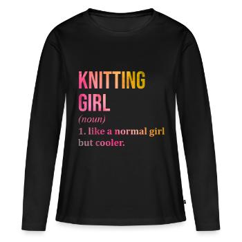 Stricken Stricken Stricken - Frauen Premium Bio Langarmshirt - Schwarz - Vorne - Julia (174cm)