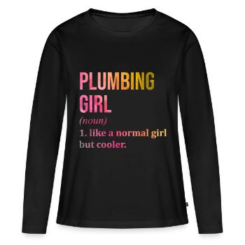 Klempner Klempner Klempner Klempner - Frauen Premium Bio Langarmshirt - Schwarz - Vorne - Julia (174cm)