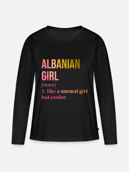 Albanien, Albanien, Albanien - Frauen Premium Bio Langarmshirt - Schwarz