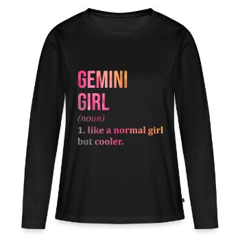 Zwillinge Zwillinge Zwillinge - Frauen Premium Bio Langarmshirt - Schwarz - Vorne - Julia (174cm)