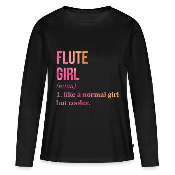 Flûte Flûte Flûte Flûte - T-shirt manches longues Premium bio Femme - noir - Devant - Julia (174cm)