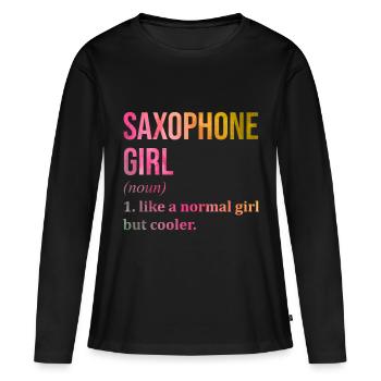 Saxophone Saxophone Saxophone - T-shirt manches longues Premium bio Femme - noir - Devant - Julia (174cm)
