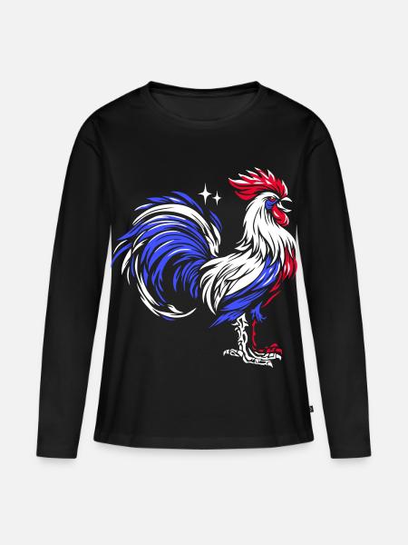 Französischer Hahn: Trikolore Symbol - Frauen Premium Bio Langarmshirt - Schwarz