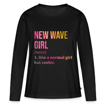 new wave - T-shirt manches longues Premium bio Femme - noir - Devant - Julia (174cm)