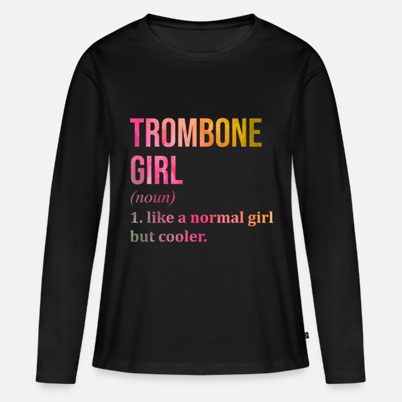 Posaune - Frauen Premium Bio Langarmshirt - Schwarz