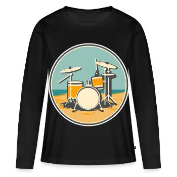 Drum Set Illustration - Frauen Premium Bio Langarmshirt - Schwarz - Vorne - Julia (174cm)