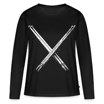 Drumsticks Drawing - Women's Premium Organic Long Sleeve Shirt - black - Front - Julia (174cm)