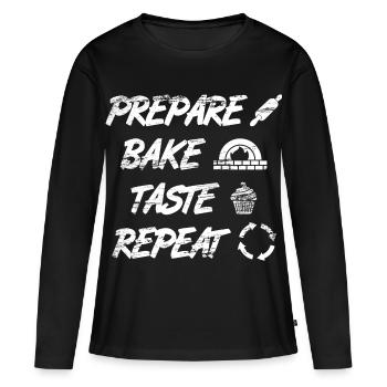 Prepare, Bake, Taste, Repeat - Women's Premium Organic Long Sleeve Shirt - black - Front - Julia (174cm)