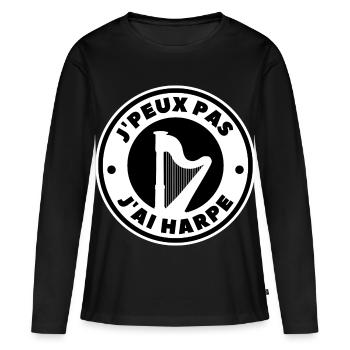 Ich kann keine Harfe haben - Frauen Premium Bio Langarmshirt - Schwarz - Vorne - Julia (174cm)