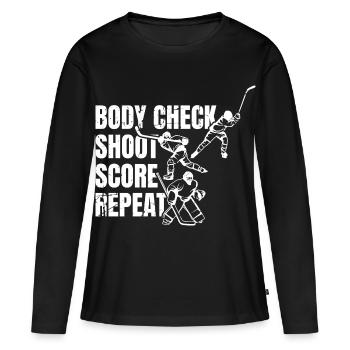 Répétition du score de tir au corps - T-shirt manches longues Premium bio Femme - noir - Devant - Julia (174cm)