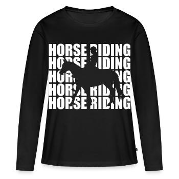 Équitation - T-shirt manches longues Premium bio Femme - noir - Devant - Julia (174cm)