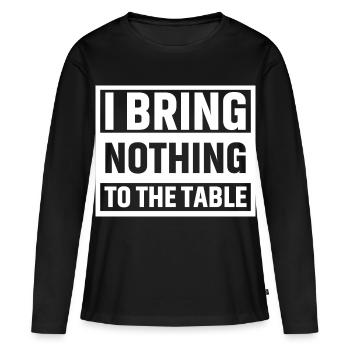 Je n’apporte rien à la table - T-shirt manches longues Premium bio Femme - noir - Devant - Julia (174cm)