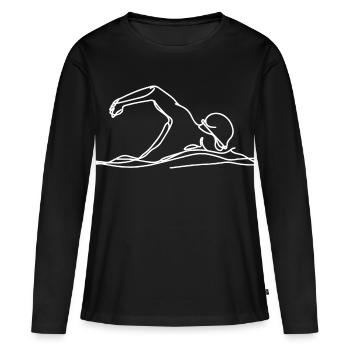 Graphique de nageur de compétition - T-shirt manches longues Premium bio Femme - noir - Devant - Julia (174cm)