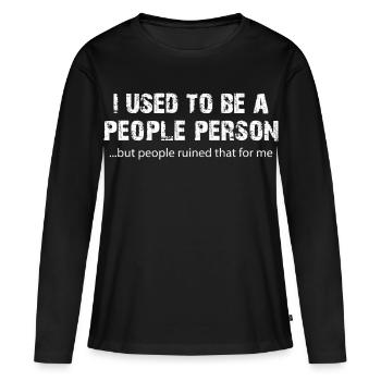 J’étais quelqu’un de drôle de sociable - T-shirt manches longues Premium bio Femme - noir - Devant - Julia (174cm)