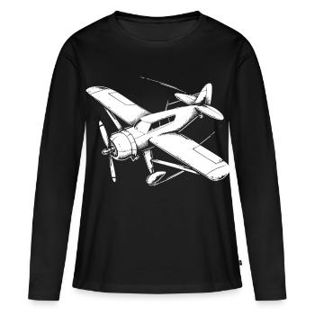 Dessin de plan d’hélice - T-shirt manches longues Premium bio Femme - noir - Devant - Julia (174cm)