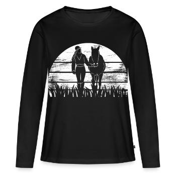 Fille de cheval - T-shirt manches longues Premium bio Femme - noir - Devant - Julia (174cm)