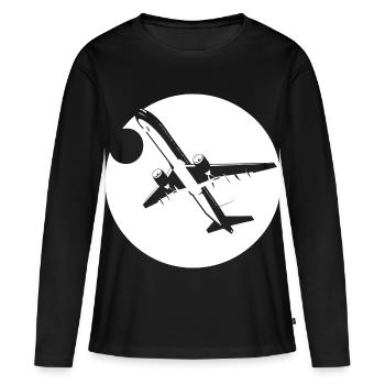Dessin d’aviateur - T-shirt manches longues Premium bio Femme - noir - Devant - Julia (174cm)
