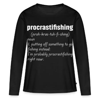 Définition de la procrastifishing - T-shirt manches longues Premium bio Femme - noir - Devant - Julia (174cm)