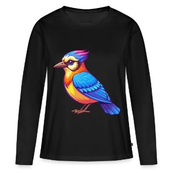 Blue Jay Bunte Kawaii Cartoon Figur Clipart - Frauen Premium Bio Langarmshirt - Schwarz - Vorne - Julia (174cm)