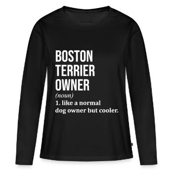 Boston Terrier Boston Terrier Boston Terrier - T-shirt manches longues Premium bio Femme - noir - Devant - Julia (174cm)