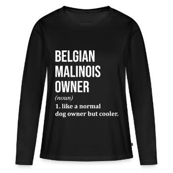 Malinois belge Malinois belge - T-shirt manches longues Premium bio Femme - noir - Devant - Julia (174cm)