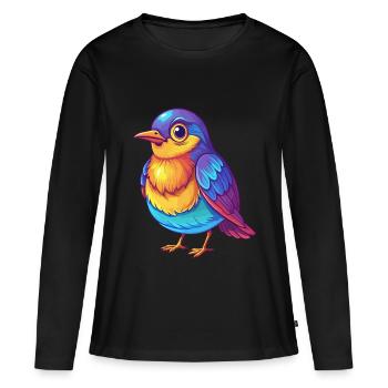 Drossel Bunte Kawaii Cartoon Figur Vogel - Frauen Premium Bio Langarmshirt - Schwarz - Vorne - Julia (174cm)